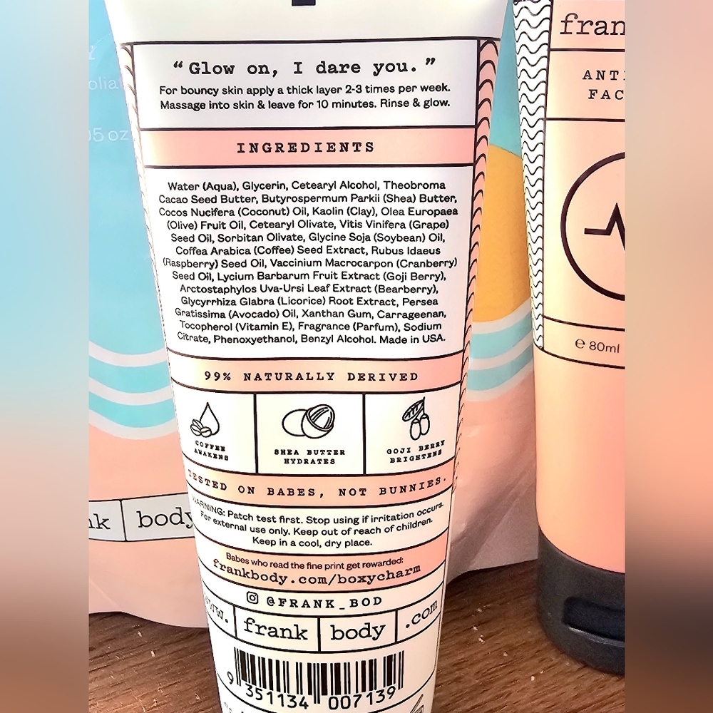 New Frank Body Anti-Drama Face Mask, Glow Mask & A-Beauty Coffee Scrub 3 Pc Set - Picture 3 of 6